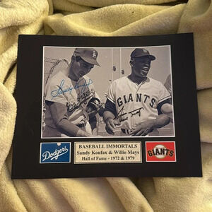 - Willie Mays  Sandy Koufax signed photo  matted